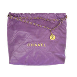 CHANEL 22 Handbag in Purple Leather - Medium
