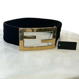 FENDI - Gold FF Buckle - Black Velvet Waist Belt