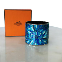 HERMÈS - Extra Wide Blue Ribbon Enamel Bangle