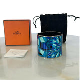 HERMÈS - Extra Wide Blue Ribbon Enamel Bangle