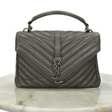 SAINT LAURENT - College Medium Bag - Grey Quilted Leather