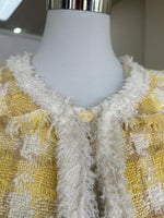 CHANEL - Yellow Tweed Houndstooth Jacket Sz 38