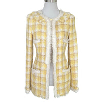 CHANEL - Yellow Tweed Houndstooth Jacket Sz 38