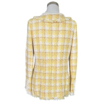 CHANEL - Yellow Tweed Houndstooth Jacket Sz 38