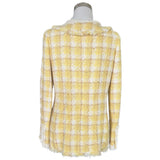 CHANEL - Yellow Tweed Houndstooth Jacket Sz 38