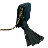 TORY BURCH - Fleming Blue Velvet Crossbody Bag