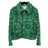 BOTTEGA VENETA - Abstract Chenille Boucle Green Jacket Sz 44