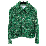 BOTTEGA VENETA - Abstract Chenille Boucle Green Jacket Sz 44