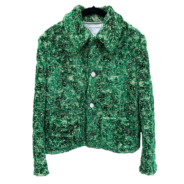 BOTTEGA VENETA - Abstract Chenille Boucle Green Jacket Sz 44