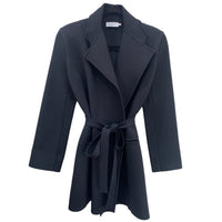 SCANLAN THEODORE - Black  Milano Crepe Knit Belted Coat - Sz S/M