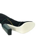 FENDI - Tall Black Suede Block Heel Boots Sz 40