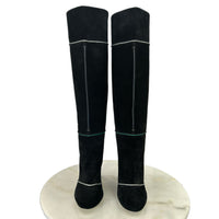 FENDI - Tall Black Suede Block Heel Boots Sz 40