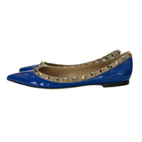 VALENTINO - Rockstud Blue Leather Flats Sz 37