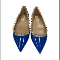 VALENTINO - Rockstud Blue Leather Flats Sz 37