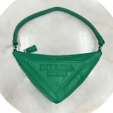 PRADA - Green Leather Triangle Shoulder Bag