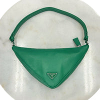 PRADA - Green Leather Triangle Shoulder Bag
