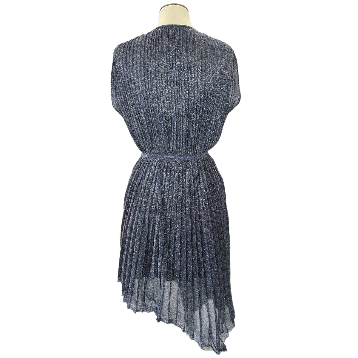 SCANLAN THEODORE - Blue Pleated Lurex Dress Sz M