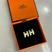 HERMÈS -Lacquered Pop H Earrings - Blanc & Palladium (Large)