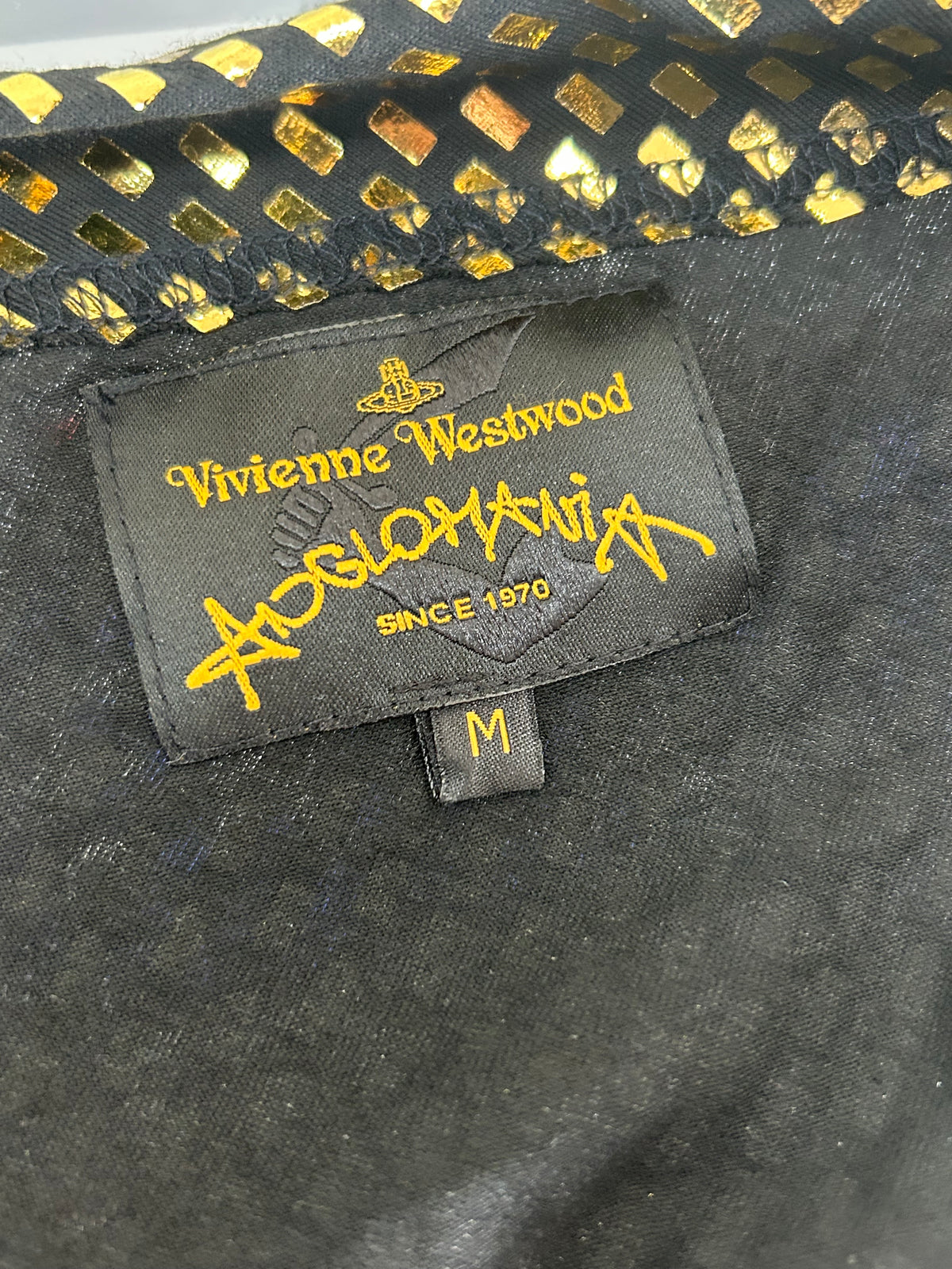 Vivienne Westwood - Black & Gold Jersey Midi Dress Sz M