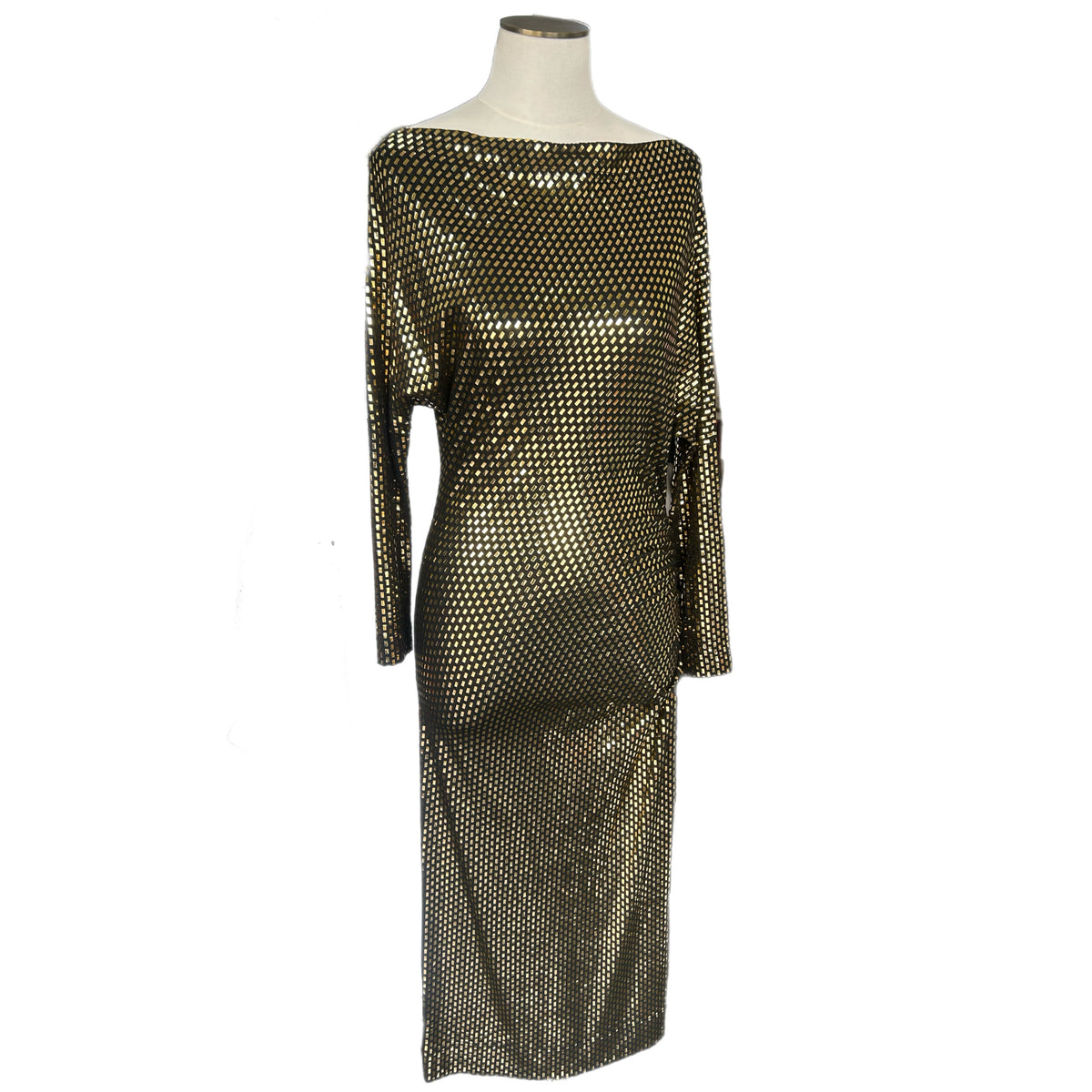 Vivienne Westwood - Black & Gold Jersey Midi Dress Sz M