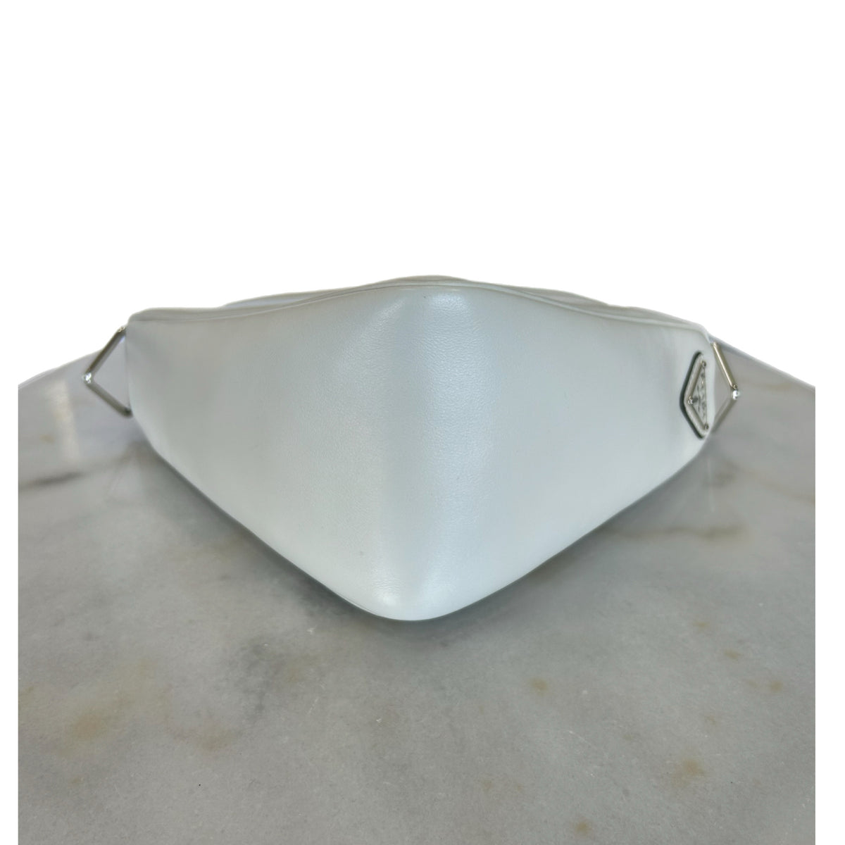 PRADA - White Leather Triangle Crossbody Bag