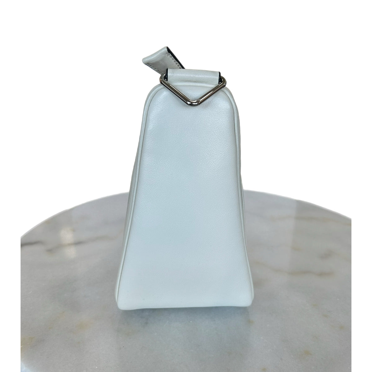 PRADA - White Leather Triangle Crossbody Bag