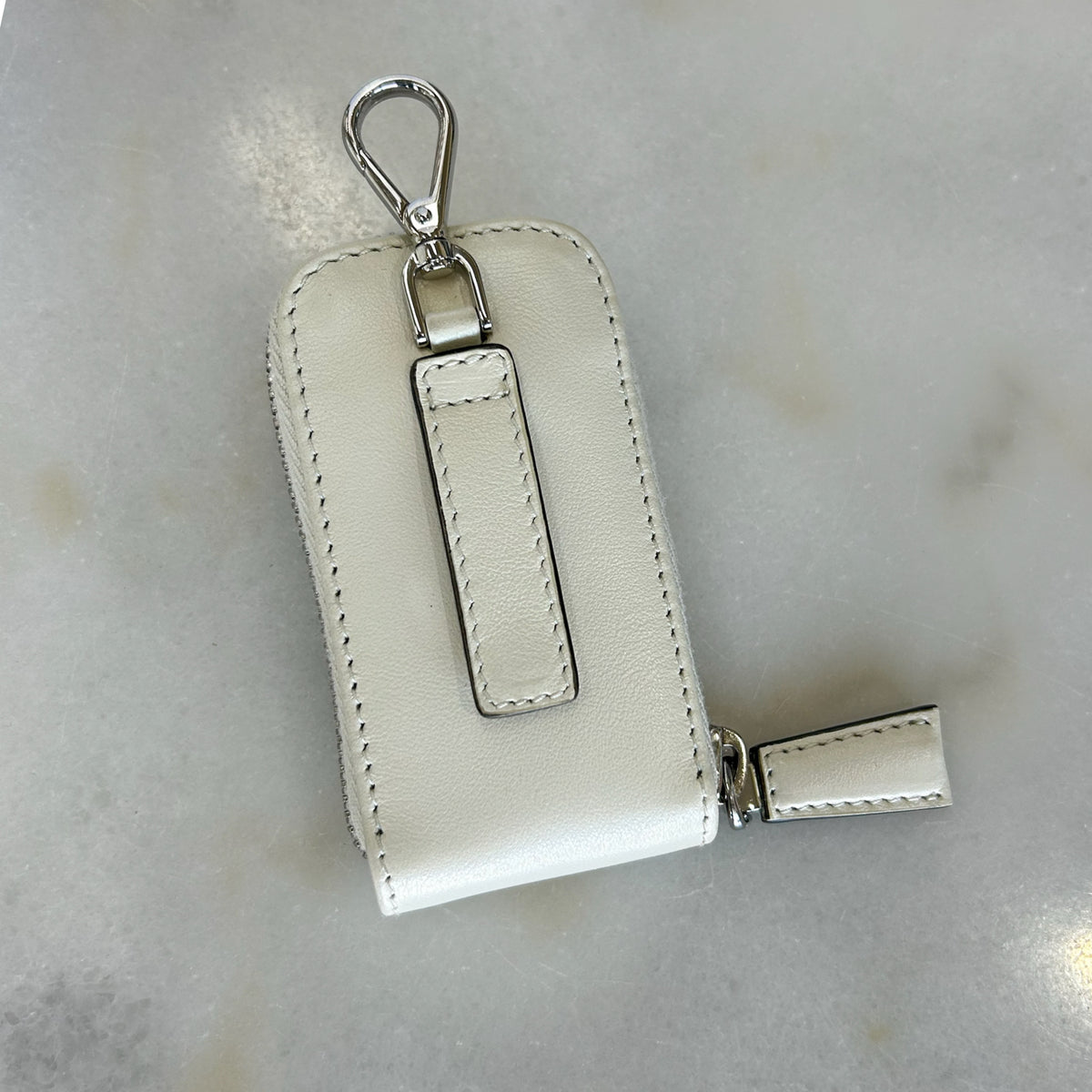 PRADA - White Leather Triangle Crossbody Bag