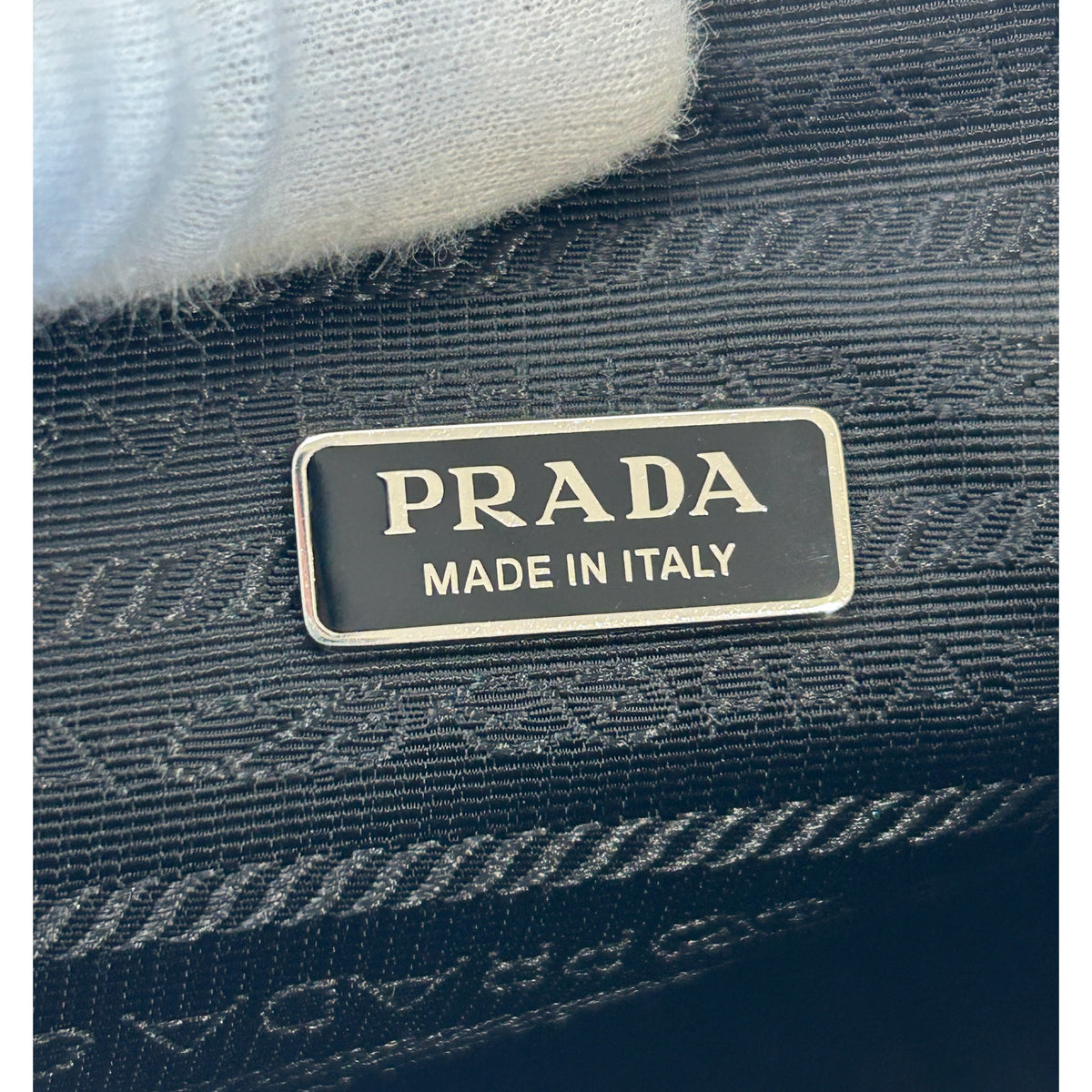 PRADA - White Leather Triangle Crossbody Bag