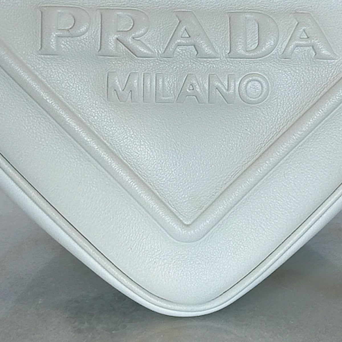 PRADA - White Leather Triangle Crossbody Bag