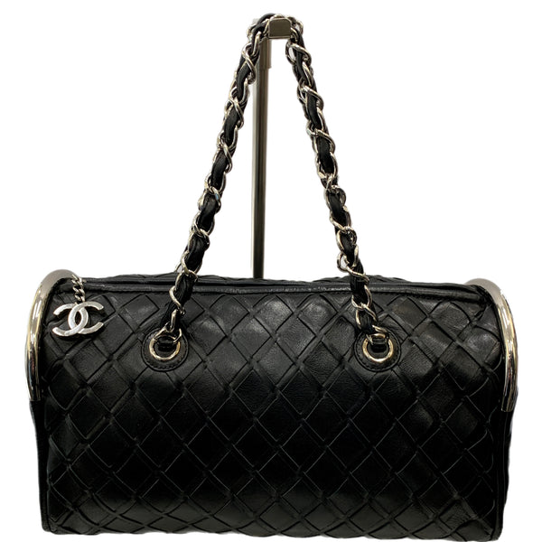 CHANEL - Woven Leather Boston Bag – Open Vault - Designer Consigners