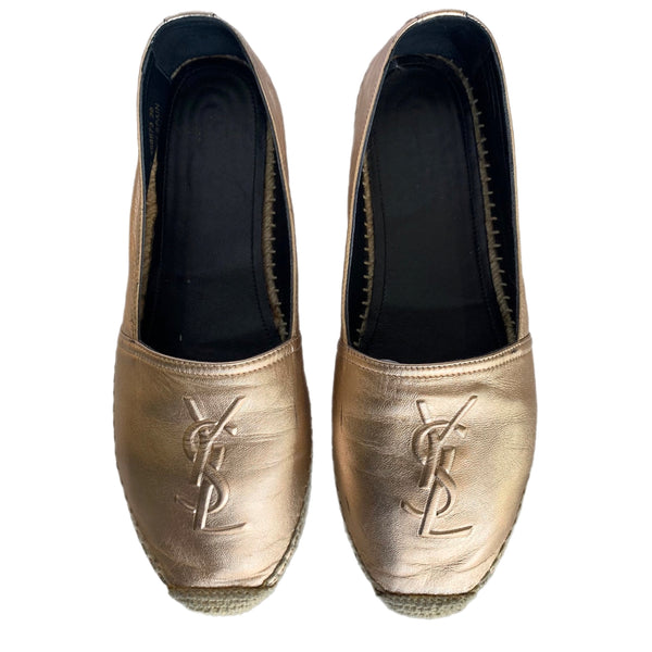 Gold ysl hotsell espadrilles