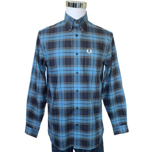 FRED PERRY - Bold Tartan Blue Shirt - Size S
